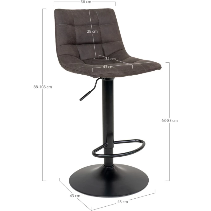 House Nordic Middelfart Barhocker 2er-Set - 2er-Set - 43x43x88-108 Cm - Grau 7 House Nordic Middelfart Barhocker 2er-Set - 2er-Set - 43x43x88-108 Cm - Grau – Bild 5