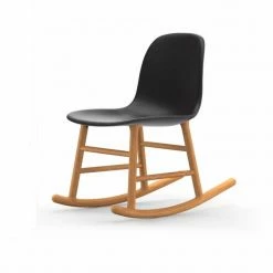 Normann Copenhagen Normann Rocking Oak Schaukelstuhl Leder-gepolstert Tango - H 73 X B 47 X T 67 Cm - Dark Grey 41580
