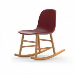 Normann Copenhagen Normann Rocking Oak Schaukelstuhl Leder-gepolstert Tango - H 73 X B 47 X T 67 Cm - Red 41578