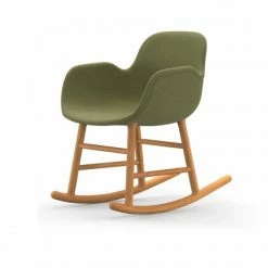 Normann Copenhagen Normann Rocking Oak Schaukelstuhl Textil-gepolstert Breeze Fusion - H 73 X B 56 X T 67 Cm - Green - 4803