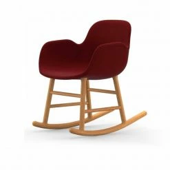Normann Copenhagen Normann Rocking Oak Schaukelstuhl Textil-gepolstert Breeze Fusion - H 73 X B 56 X T 67 Cm - Red 4401