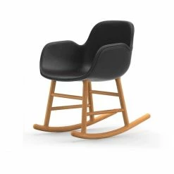 Normann Copenhagen Normann Rocking Oak Schaukelstuhl Leder-gepolstert Tango - H 73 X B 56 X T 67 Cm - Dark Grey 41580
