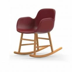 Normann Copenhagen Normann Rocking Oak Schaukelstuhl Leder-gepolstert Tango - H 73 X B 56 X T 67 Cm - Red 41578