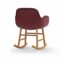 Normann Copenhagen Normann Rocking Oak Schaukelstuhl Leder-gepolstert Tango - H 73 X B 56 X T 67 Cm - Red 41578 -Leitmotiv Shop unnamed file 1756