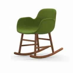 Normann Copenhagen Normann Rocking Walnut Schaukelstuhl Textil-gepolstert Fame - H 73 X B 56 X T 67 Cm - Green - 68035