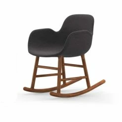 Normann Copenhagen Normann Rocking Walnut Schaukelstuhl Textil-gepolstert Breeze - H 73 X B 56 X T 67 Cm - Dark Grey 4001