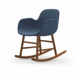 Normann Copenhagen Normann Rocking Walnut Schaukelstuhl Textil-gepolstert Breeze - H 73 X B 56 X T 67 Cm - Blue 4602