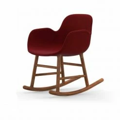 Normann Copenhagen Normann Rocking Walnut Schaukelstuhl Textil-gepolstert Breeze - H 73 X B 56 X T 67 Cm - Red 4401