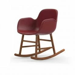 Normann Copenhagen Normann Rocking Walnut Schaukelstuhl Leder-gepolstert Tango - H 73 X B 56 X T 67 Cm - Red 41578