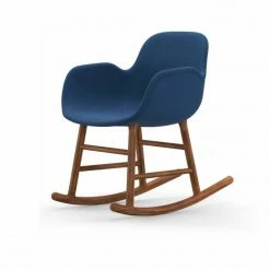 Normann Copenhagen Normann Rocking Walnut Schaukelstuhl Textil-gepolstert Steelcut - H 73 X B 56 X T 67 Cm - Blue 753