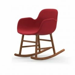 Normann Copenhagen Normann Rocking Walnut Schaukelstuhl Textil-gepolstert Steelcut - H 73 X B 56 X T 67 Cm - Red 553