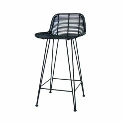 HK Living Rattan Bar Stool Barhocker - B 47 X T 42 X H 89 Cm - Black