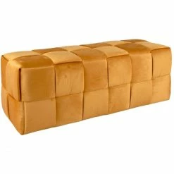 Titelseite 3 Leitmotiv Weaved Sitzbank - 39x100 Cm - Höhe 38 Cm - Ockergelb