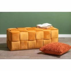 Leitmotiv Weaved Sitzbank - 39x100 Cm - Höhe 38 Cm - Ockergelb -Leitmotiv Shop unnamed file 2614