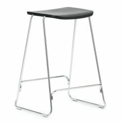 Normann Copenhagen Just Barstool Barhocker - H 65 X L 46,5 X D 40 Cm - Sitzhöhe 65 Cm - Chrome/ Black