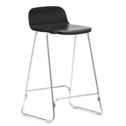 Normann Copenhagen Just Barstool Barhocker Mit Lehne - H 80 X L 46,5 X D 42 Cm - Sitzhöhe 65 Cm - Chrome/ Black