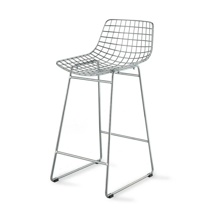 HK Living Wire Bar Stool Barhocker - 2er-Set - 2 Stühle à B 42 X T 56 X H 86 Cm - Silberfarbig 3 HK Living Wire Bar Stool Barhocker - 2er-Set - 2 Stühle à B 42 X T 56 X H 86 Cm - Silberfarbig