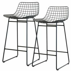 HK Living Wire Bar Stool Barhocker - 2 Hocker - B 47 X T 42 X H 89 Cm - Black