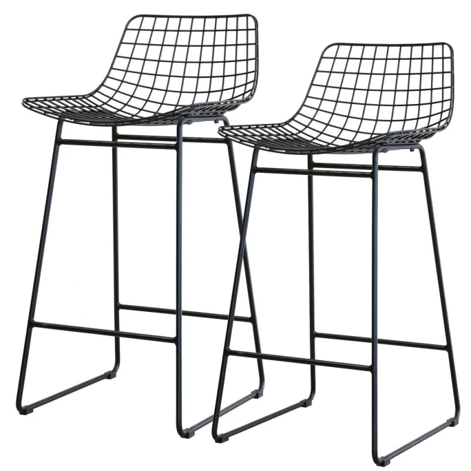 HK Living Wire Bar Stool Barhocker - 2 Hocker - B 47 X T 42 X H 89 Cm - Black 3 HK Living Wire Bar Stool Barhocker - 2 Hocker - B 47 X T 42 X H 89 Cm - Black