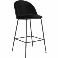 House Nordic Lausanne Barhocker 2er-Set - 2er-Set - 60x55x108 Cm - Schwarz - Mit Schwarzen Stuhlbeinen