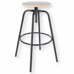 Jan Kurtz PARIS Bar-Drehhocker Höhenverstellbar - Ø 32 Cm - Höhe 70-80 Cm - Schwarz/schwarz